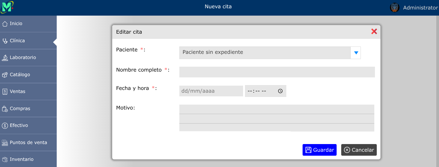 Registrar nueva cita