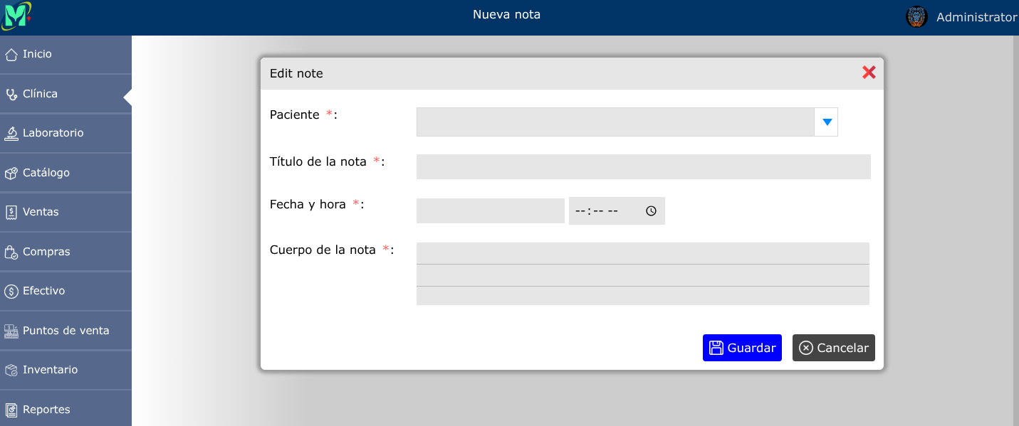 Registrar nota