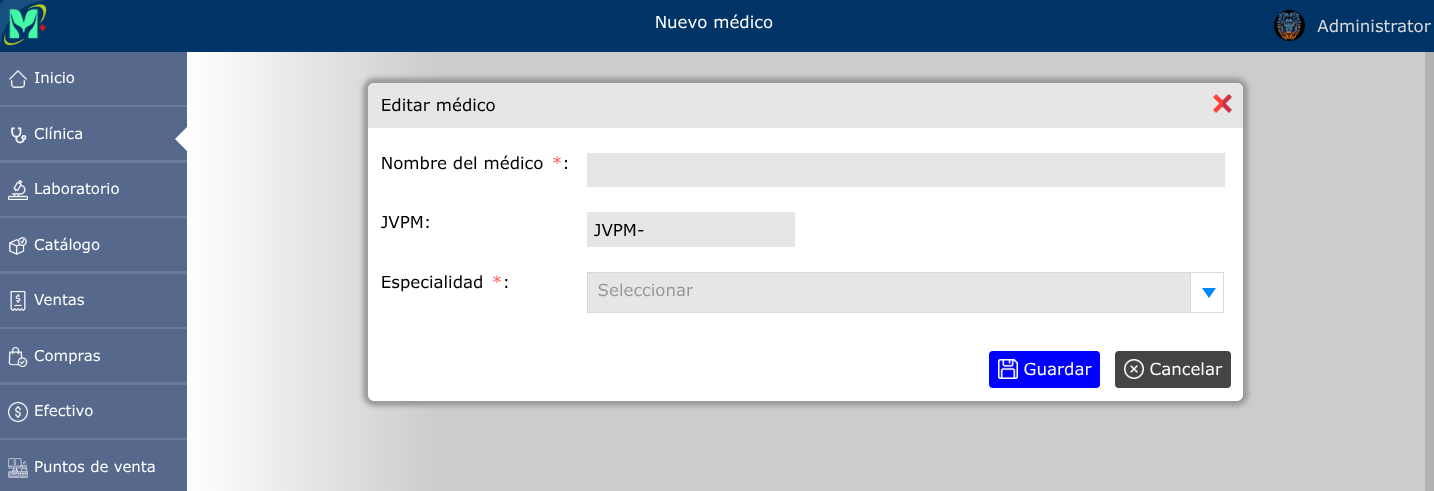 Registrar nuevo médico