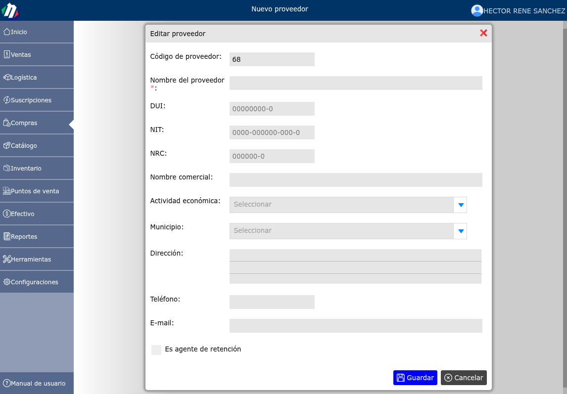 Registrar un nuevo proveedor