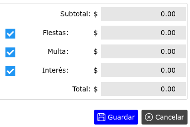 Activación y desactivación de fiestas
