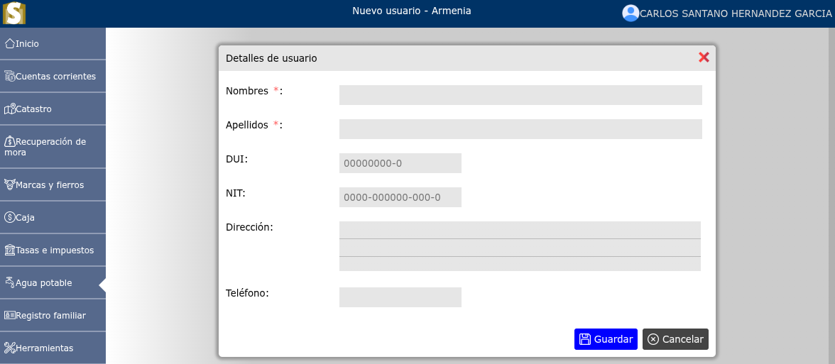 Crear usuario particular