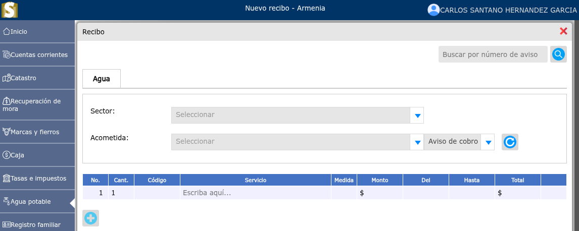 Generación de un nuevo recibo