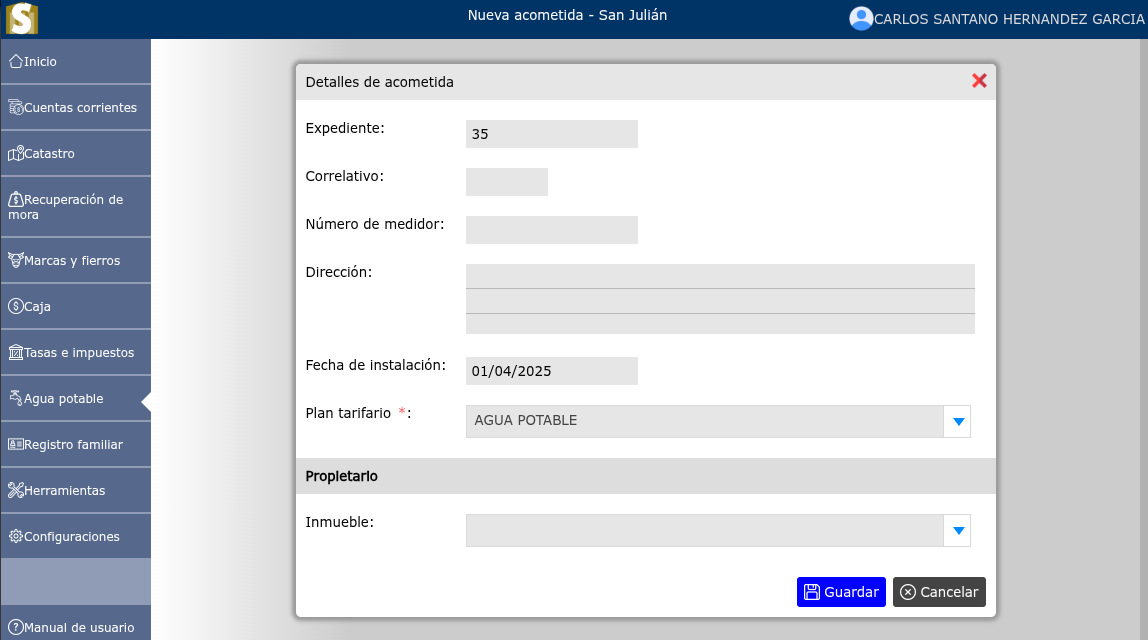 Registrar nueva acometida