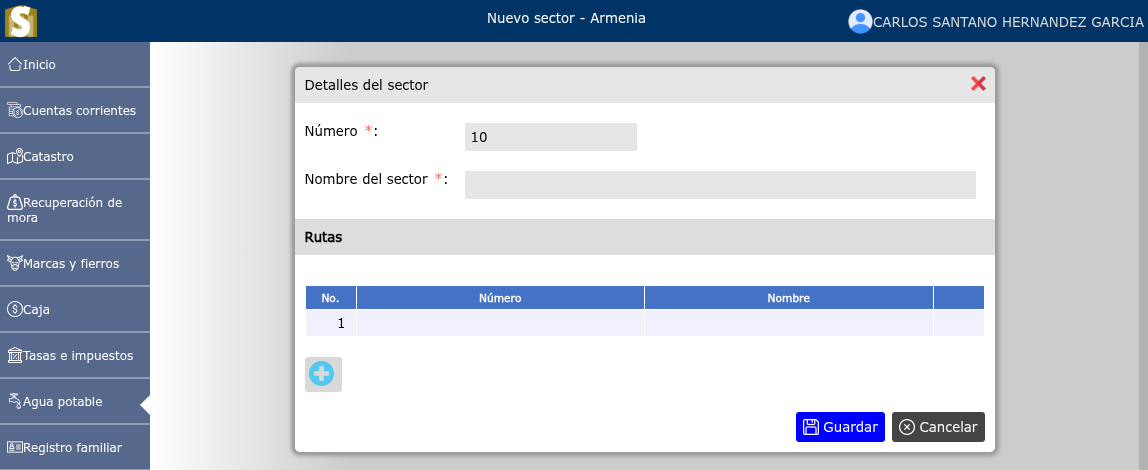 Registrar nuevo sector