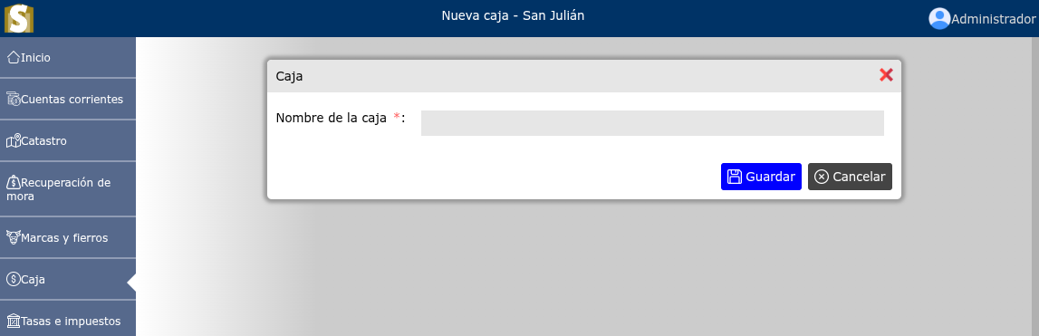 Registro de una nueva caja