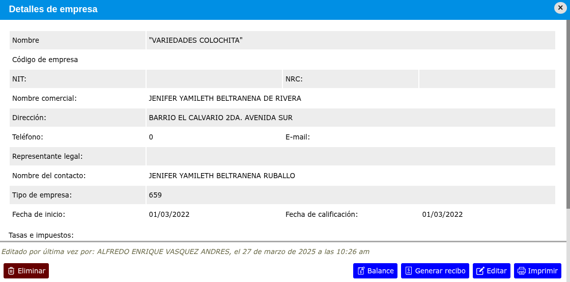 Modificar una empresa