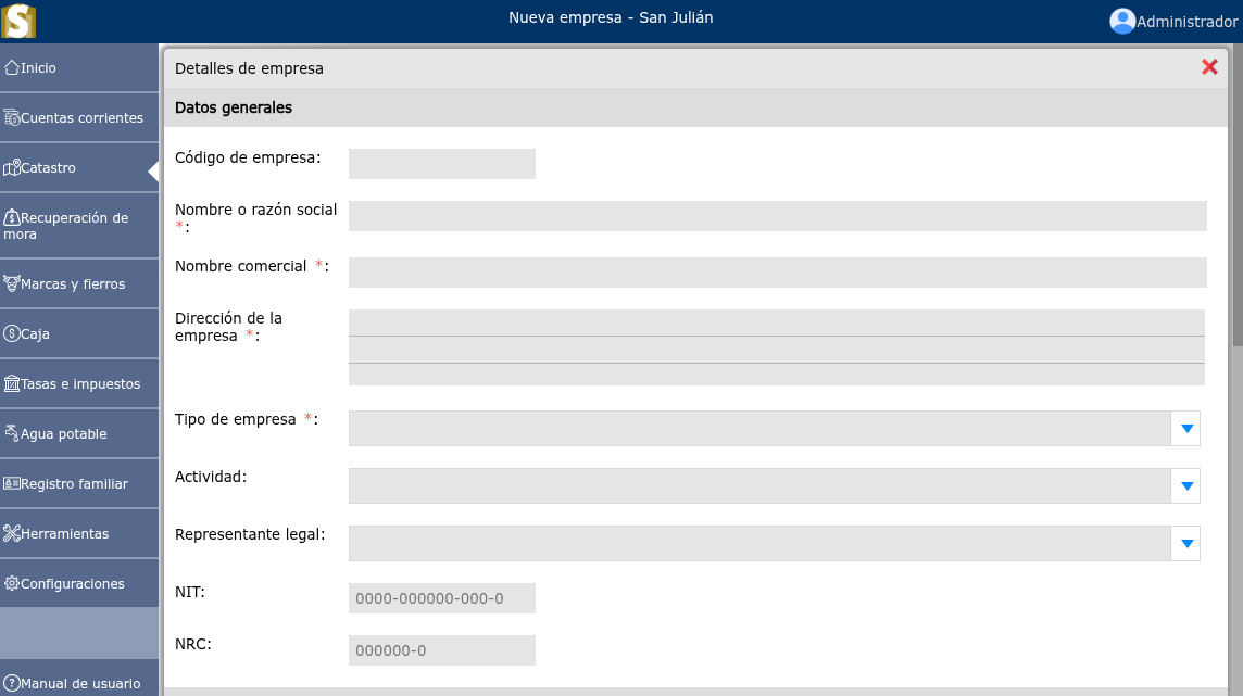 Registro de una nueva empresa