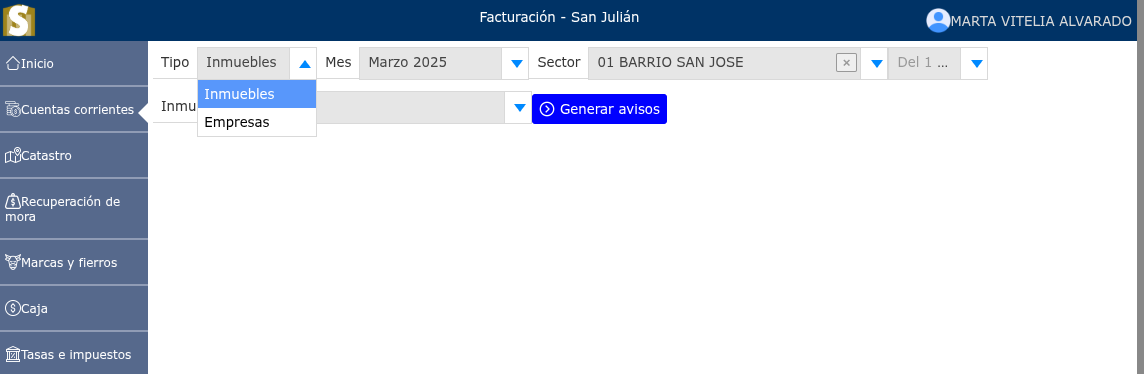 Generación de avisos de cobro