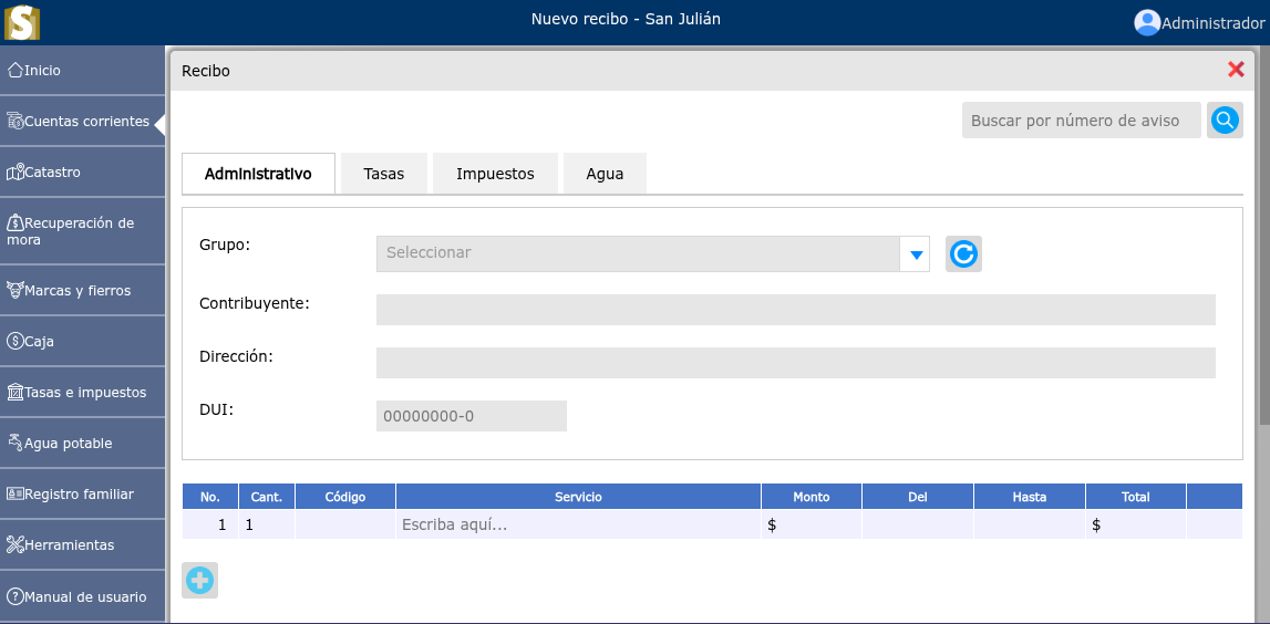 Generación de un nuevo recibo