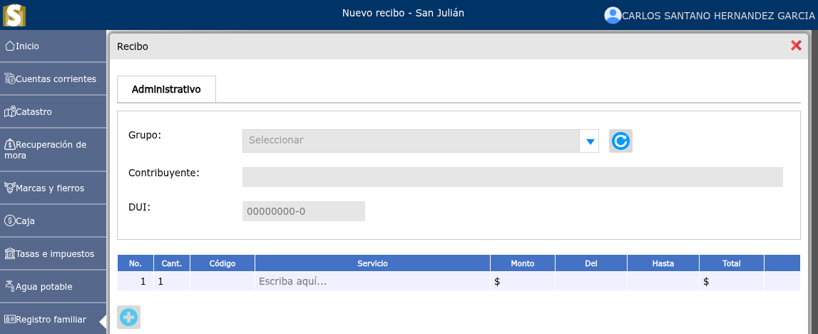 Generación de un nuevo recibo