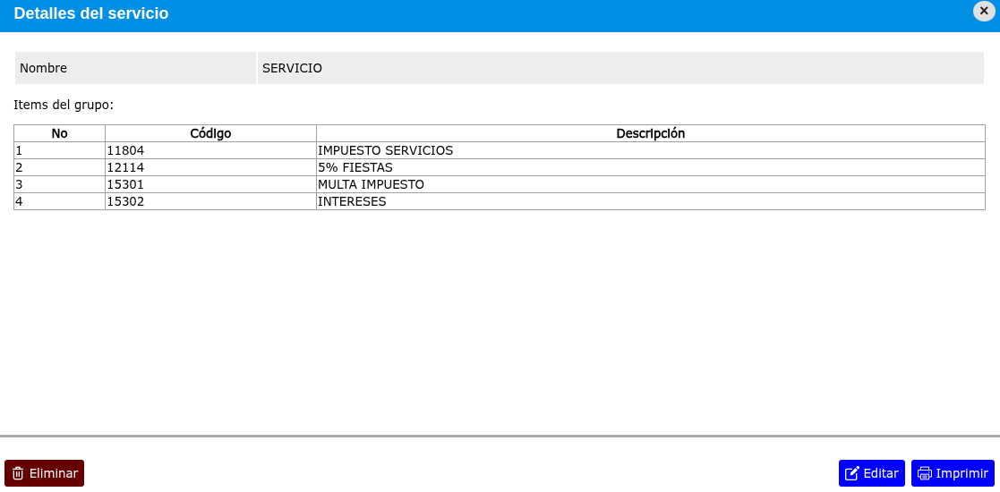 Editar un grupo de servicios