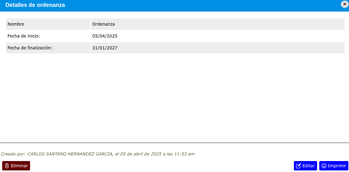 Modificar ordenanza de exención