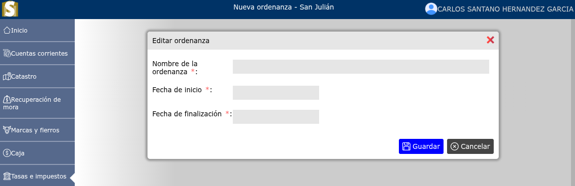 Registrar ordenanza de exención