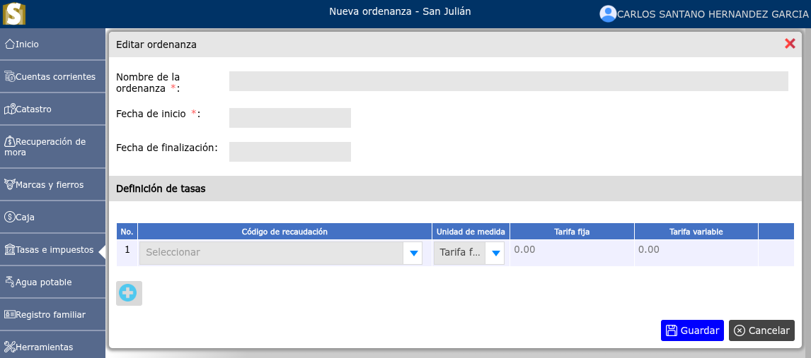 Registro de nueva ordenanza
