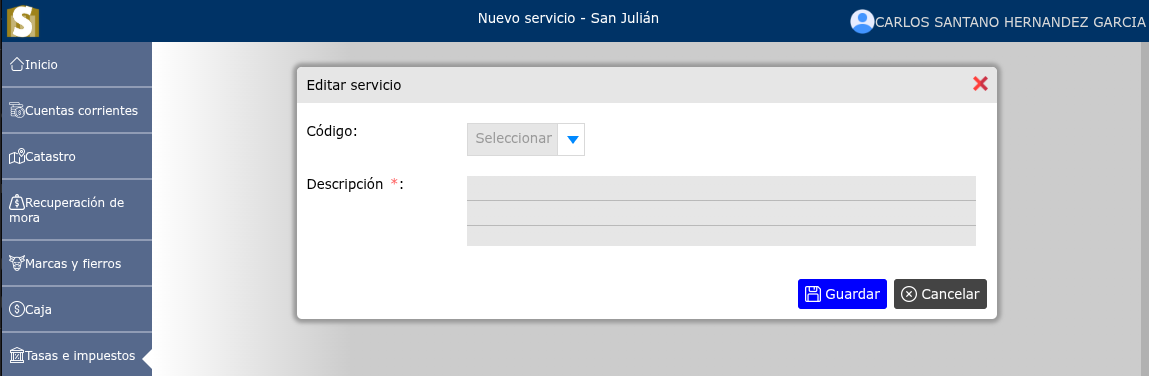 Registro de nuevo servicio